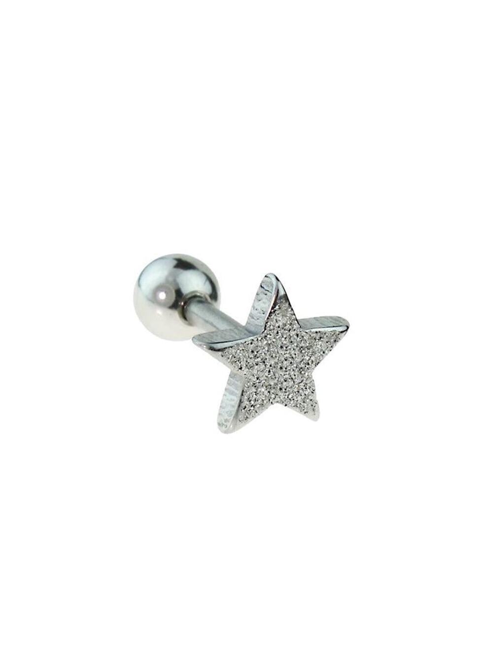 Sandblast Star Cartilage/Tragus Bar-Silver